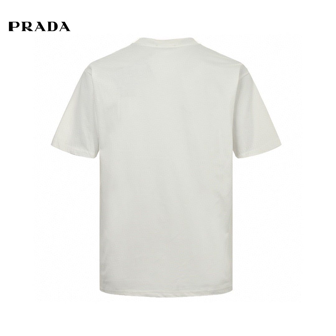 Prada T-shirt With Logo Design - White Unisex Streetwear Limited Edition - The Prada White T-Shirt with Logo Design is a stylish and versatile piece that showcases