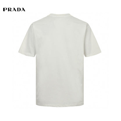 Prada T-shirt With Logo Design - White Unisex Streetwear Limited Edition - The Prada White T-Shirt with Logo Design is a stylish and versatile piece that showcases