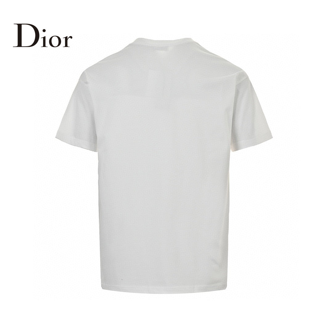 Dior Christian Dior Graphic T-shirt - White Unisex Streetwear Limited Edition - This Dior t-shirt features a bold graphic design with 'Christian Dior' text and star-like elements.