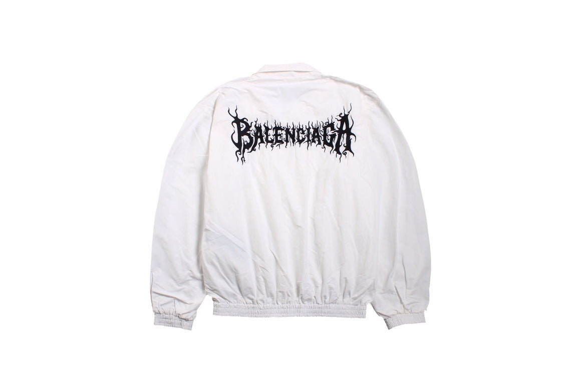 Balenciaga Zip-up Jacket - White Unisex Streetwear Limited Edition - This Balenciaga jacket features a minimalist white design with a zip-up front. It has a