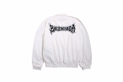 Balenciaga Zip-up Jacket - White Unisex Streetwear Limited Edition - This Balenciaga jacket features a minimalist white design with a zip-up front. It has a