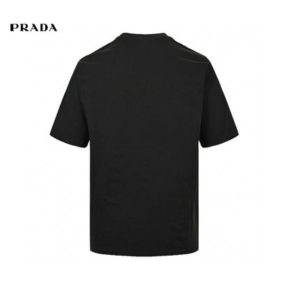 Prada T-shirt With Geometric Pocket Design - Black Unisex Streetwear Limited Edition - The Prada Black T-Shirt with Geometric Pocket Design is a contemporary and chic addition to
