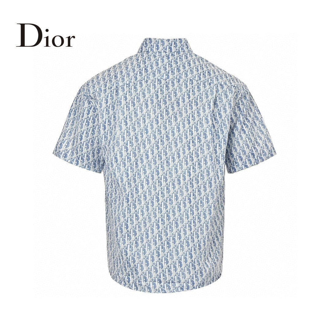 Dior Monogram Print Shirt - White Unisex Streetwear Limited Edition - This Dior shirt features an all-over monogram print in shades of blue and white, giving