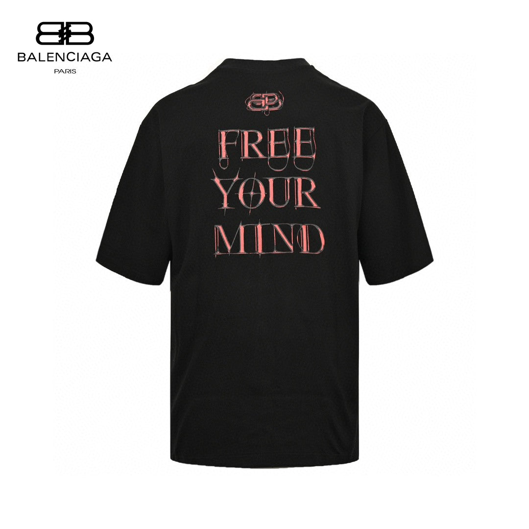 Balenciaga Society T-shirt With White Graphic - Black Unisex Streetwear Limited Edition - The Balenciaga Society Black T-Shirt with White Graphic is a bold and distinctive piece that
