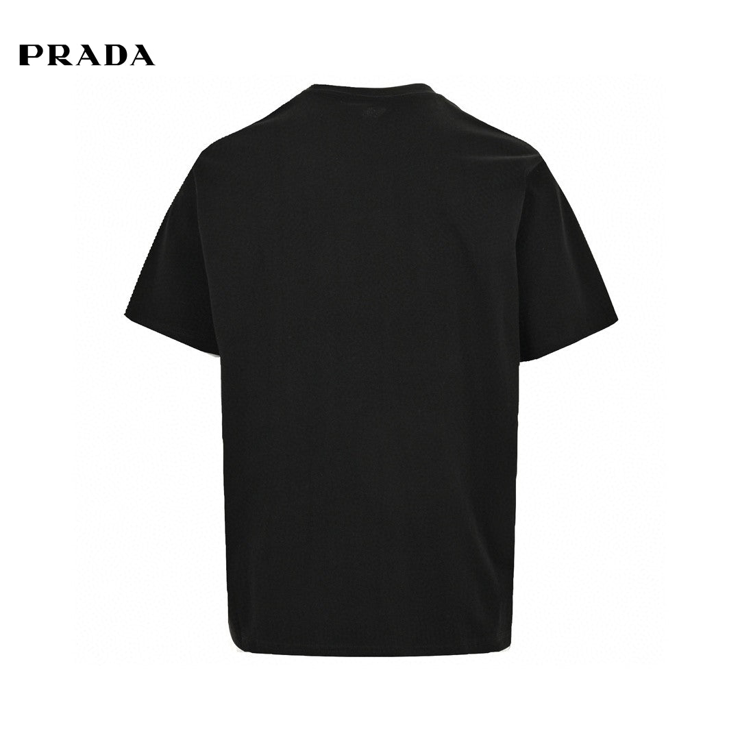 Prada Milano Emblem T-shirt - Black Unisex Streetwear Limited Edition - This Prada t-shirt features a classic design with the Prada Milano logo and a white
