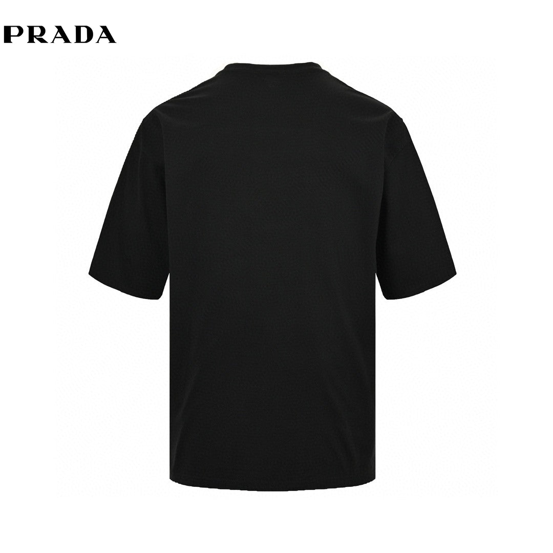 Prada Pop Art Logo T-shirt (black) Unisex Streetwear Limited Edition - The Prada Pop Art Logo T-Shirt in black features a playful and colorful design inspired