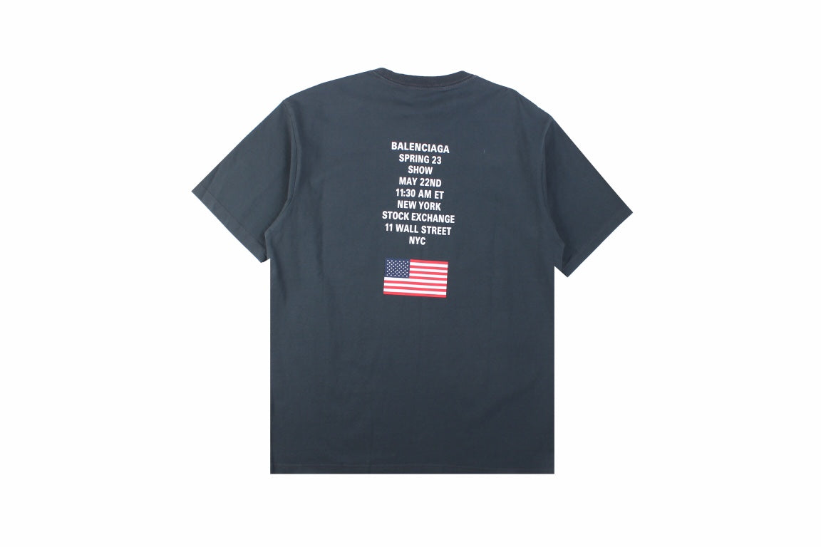 Balenciaga Nyse Logo T-shirt - White Unisex Streetwear Limited Edition - This dark gray Balenciaga t-shirt features the iconic NYSE logo, presenting a unique fusion of