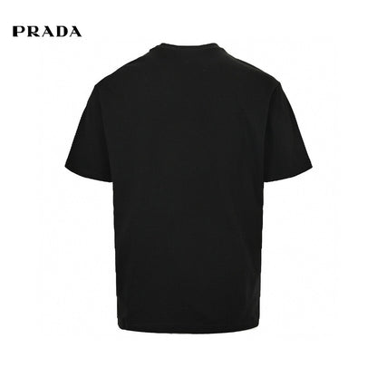 Prada T-shirt - Black Unisex Streetwear Limited Edition - This Prada t-shirt features a sleek black design. It has a small chest pocket with