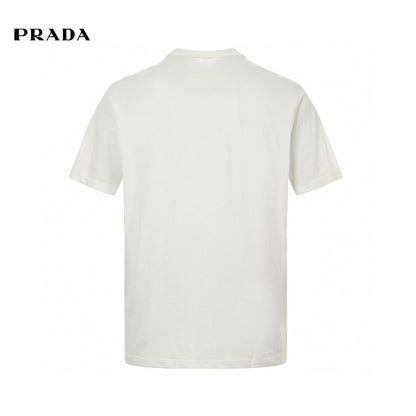 Prada T-shirt - White Unisex Streetwear Limited Edition - This Prada t-shirt features a minimalist white design. It has a small chest pocket with