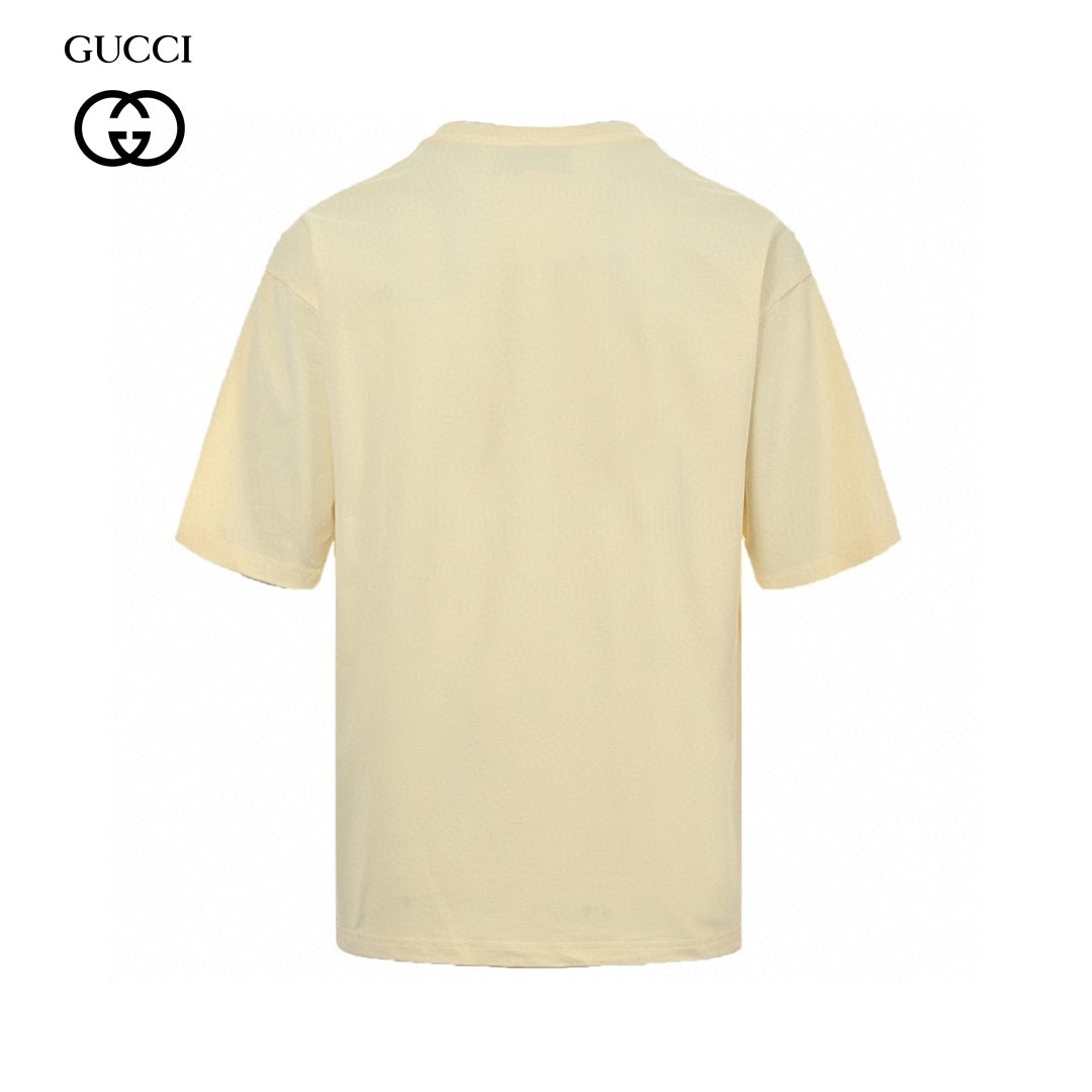 Gucci Strawberry Logo T-shirt (beige) Unisex Streetwear Limited Edition - The Gucci Strawberry Logo T-Shirt in beige features a playful and artistic design that embodies