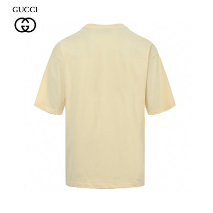 Gucci Strawberry Logo T-shirt (beige) Unisex Streetwear Limited Edition - The Gucci Strawberry Logo T-Shirt in beige features a playful and artistic design that embodies