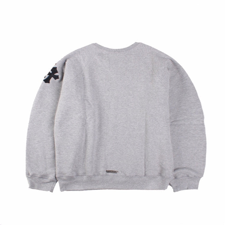 CHROME Hearts Cross Patch Sweatshirt - Grey Unisex Streetwear Limited Edition