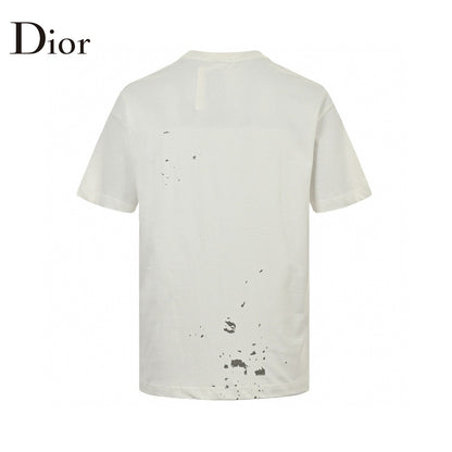 Dior Artistic Splatter T-shirt (white) Unisex Streetwear Limited Edition - The Dior Artistic Splatter T-Shirt in white is a refined yet avant-garde piece that embodies