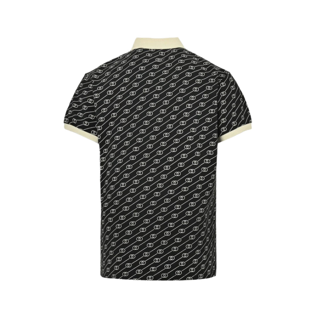 GUCCI Gg Pattern Polo Shirt - Black Unisex Streetwear Limited Edition - The GUCCI GG PATTERN POLO SHIRT BLACK - REPLICA combines classic sophistication with contemporary street-luxury
