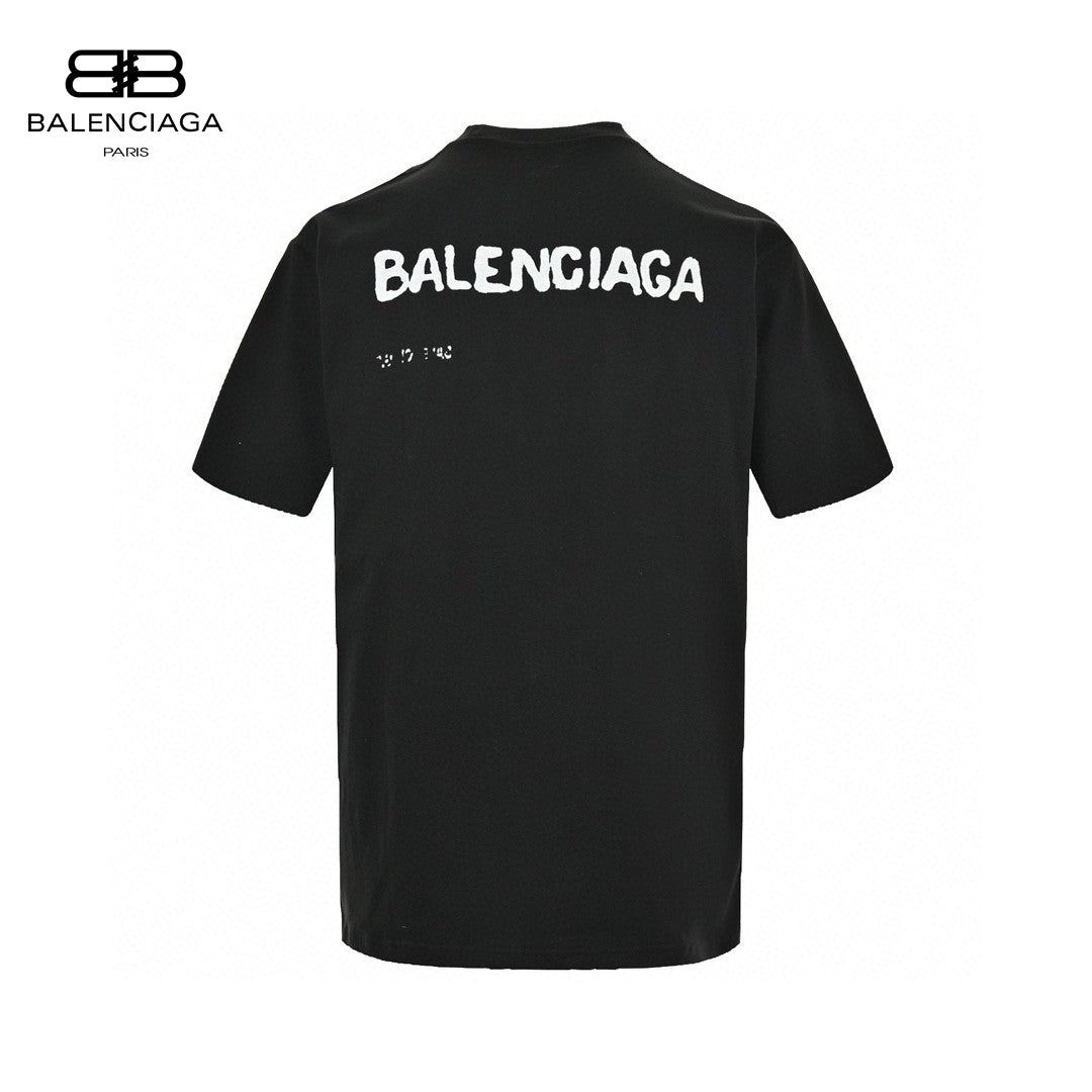 Balenciaga T-shirt - Black Unisex Streetwear Limited Edition - This Balenciaga t-shirt features a sleek black design. The front showcases a unique graphic with