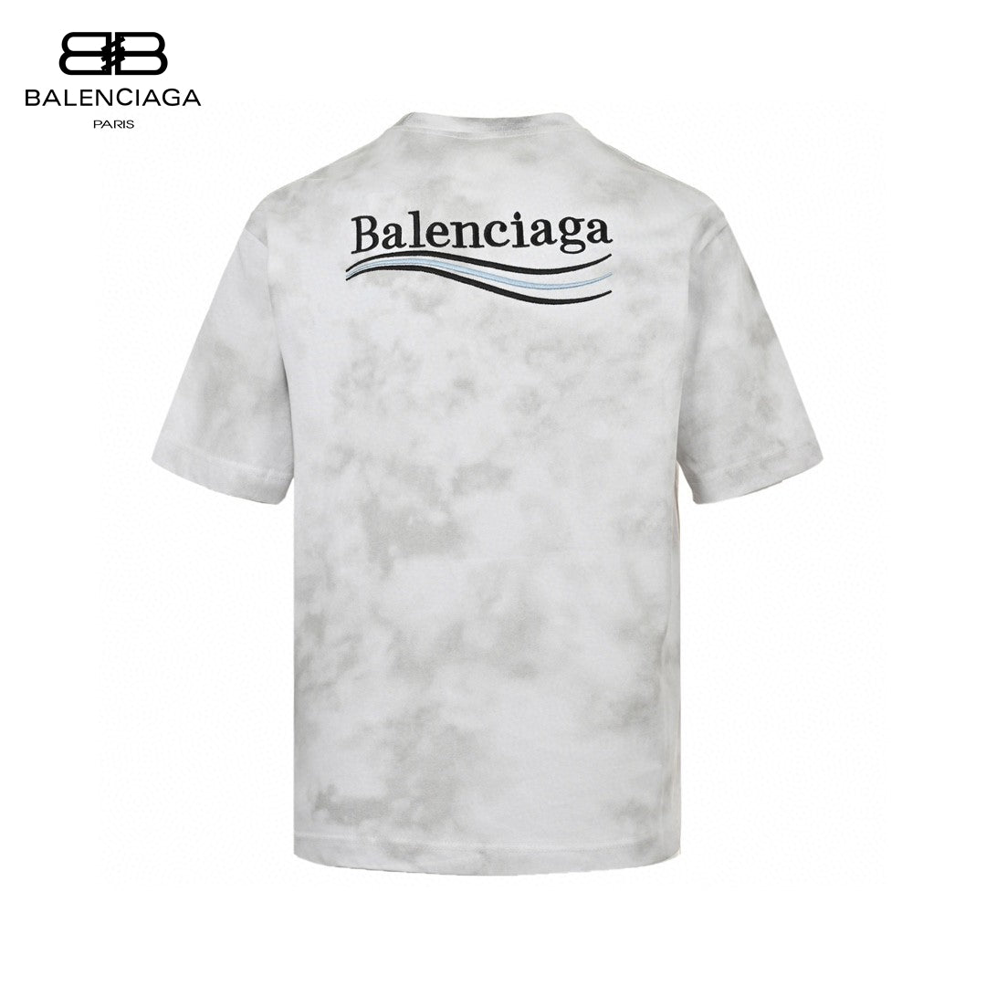 Balenciaga Tie-dye Logo T-shirt (white) Unisex Streetwear Limited Edition - The Balenciaga Tie-Dye Logo T-Shirt in white is a contemporary and chic piece, perfect for