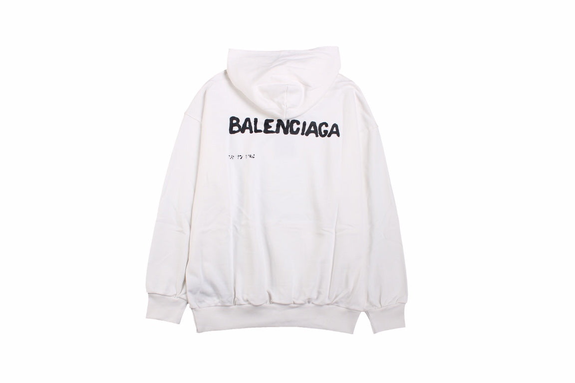 Balenciaga Logo Hoodie - White Unisex Streetwear Limited Edition - This Balenciaga hoodie features a sleek, minimalist design with a contemporary touch. The white fabric