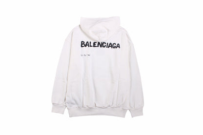 Balenciaga Logo Hoodie - White Unisex Streetwear Limited Edition - This Balenciaga hoodie features a sleek, minimalist design with a contemporary touch. The white fabric
