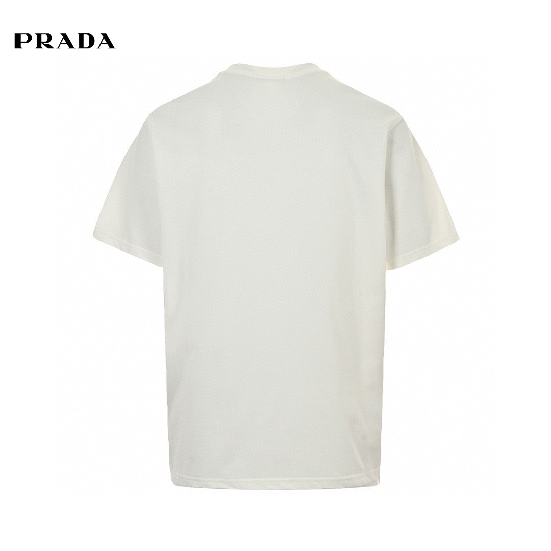 Prada Milano Emblem T-shirt - White Unisex Streetwear Limited Edition - This Prada t-shirt features a classic design with the Prada Milano logo and a black