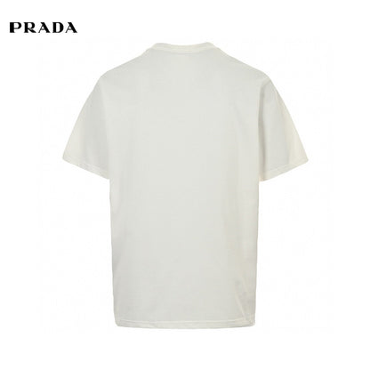 Prada Milano Emblem T-shirt - White Unisex Streetwear Limited Edition - This Prada t-shirt features a classic design with the Prada Milano logo and a black