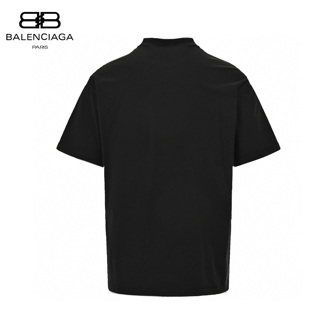 Balenciaga Reflective Logo T-shirt - Black Unisex Streetwear Limited Edition - This Balenciaga Reflective Logo Black T-Shirt features a distinctive reflective Balenciaga logo on the front,