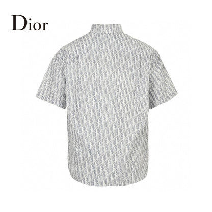 Dior Monogram Print Shirt (gray) Unisex Streetwear Limited Edition - This Dior shirt showcases an all-over monogram print in shades of gray and white, offering