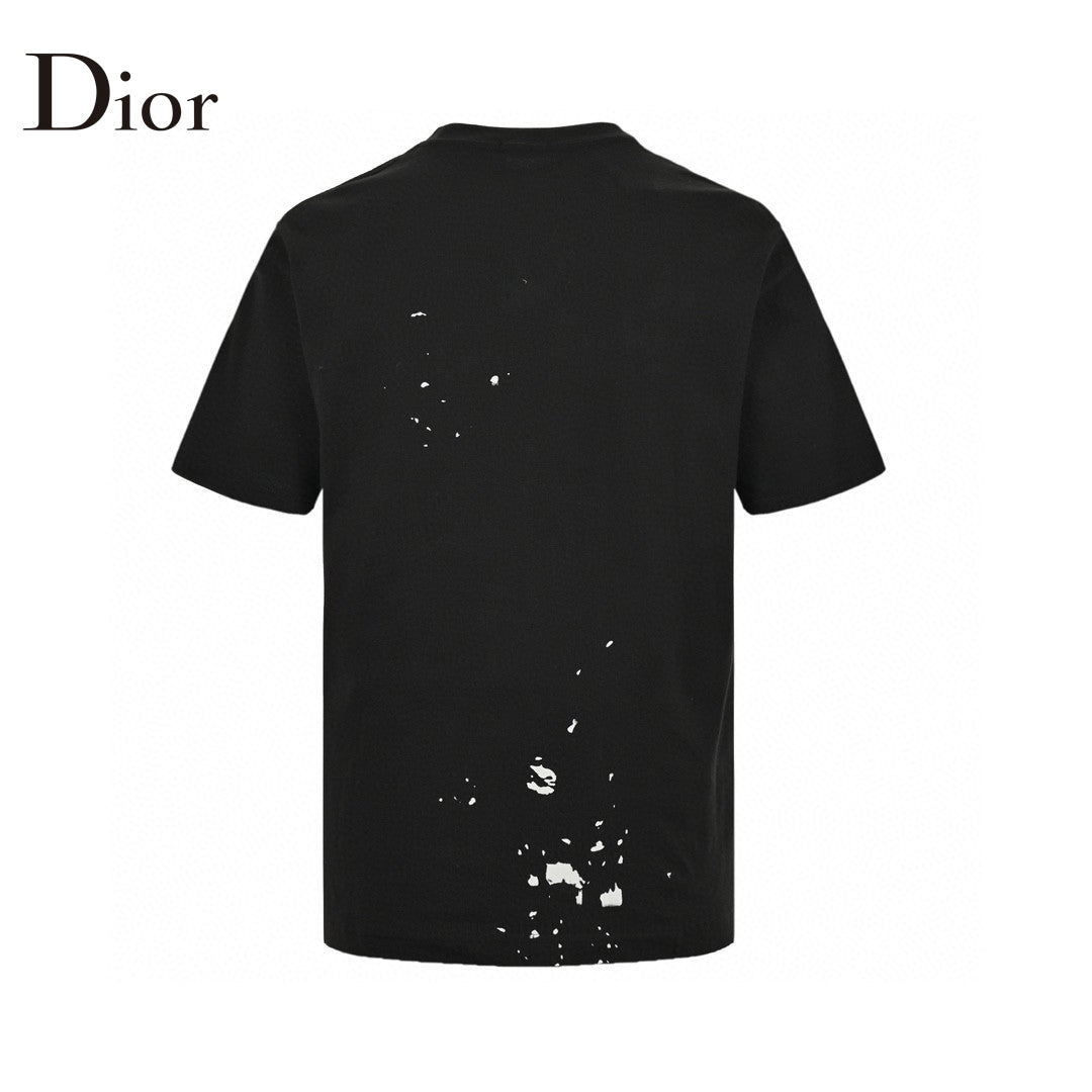Dior Artistic Splatter T-shirt (black) Unisex Streetwear Limited Edition - The Dior Artistic Splatter T-Shirt in black is a bold and contemporary piece that showcases