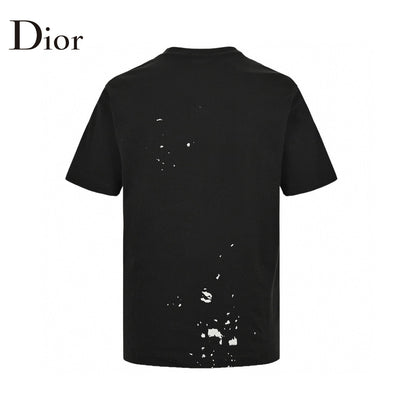 Dior Artistic Splatter T-shirt (black) Unisex Streetwear Limited Edition - The Dior Artistic Splatter T-Shirt in black is a bold and contemporary piece that showcases