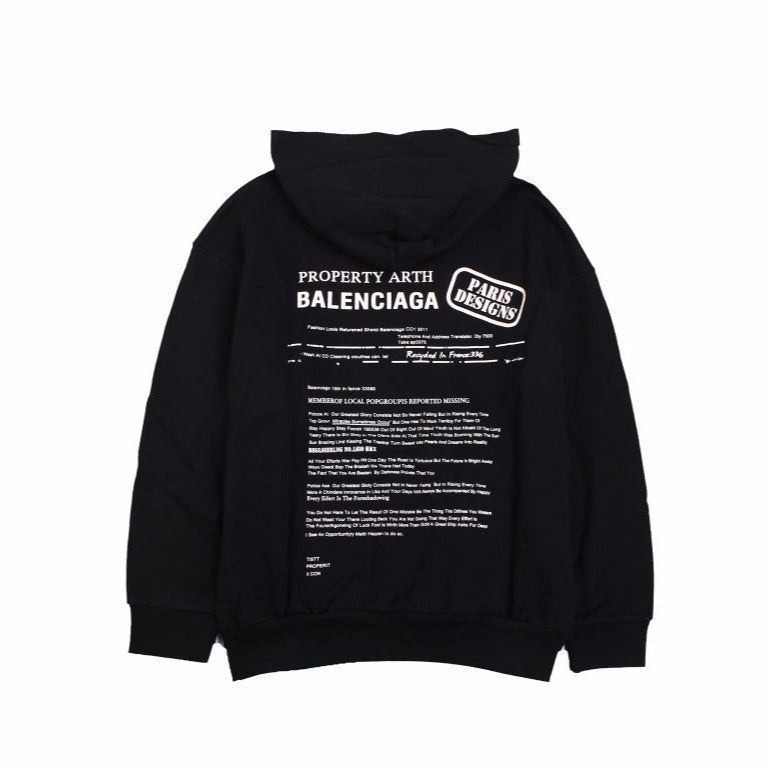 BALENCIAGA Paris Team Hoodie - Black Unisex Streetwear Limited Edition