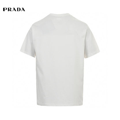 Prada Triangle Logo T-shirt - White Unisex Streetwear Limited Edition - This Prada t-shirt showcases the classic Prada triangle logo on the chest. Crafted from premium