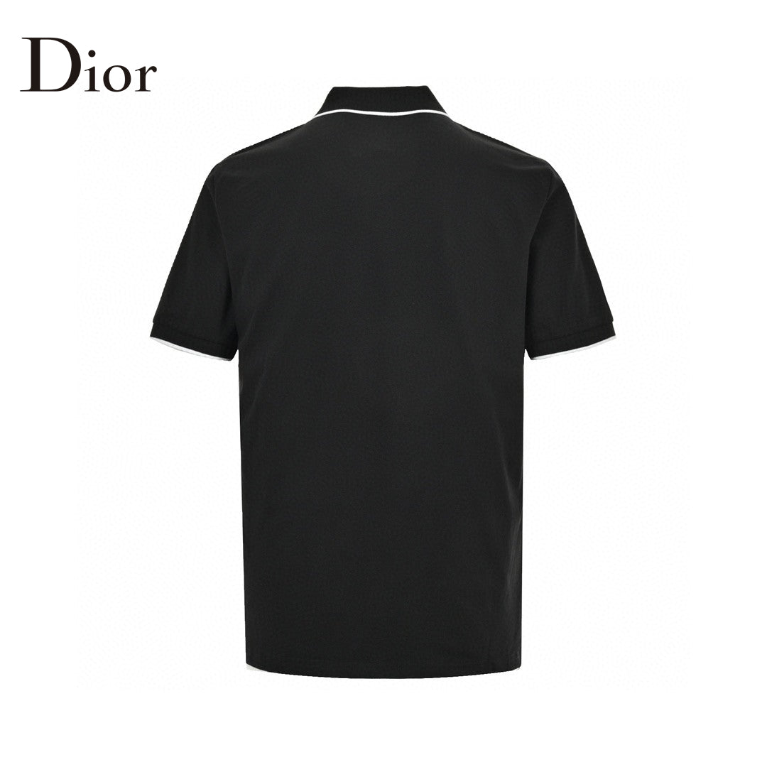 Dior Polo Shirt - Black Unisex Streetwear Limited Edition - This Dior polo shirt features a classic design with a black color and white trim