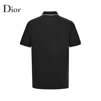 Dior Polo Shirt - Black Unisex Streetwear Limited Edition - This Dior polo shirt features a classic design with a black color and white trim