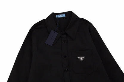 Prada Button-up Shirt - Black Unisex Streetwear Limited Edition - This Prada button-up shirt features a sleek black design, perfect for a sophisticated look. The
