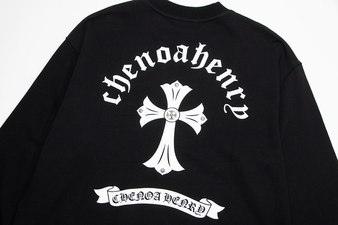 CHROME Hearts White Cross Sweatshirt - Black Unisex Streetwear Limited Edition