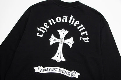 CHROME Hearts White Cross Sweatshirt - Black Unisex Streetwear Limited Edition