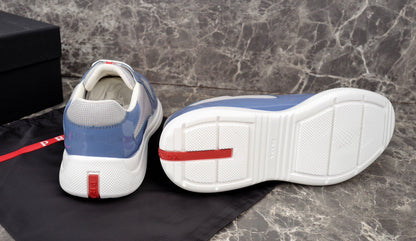 PRADA America's Cup Silver Sneakers - Blue Unisex Streetwear Limited Edition