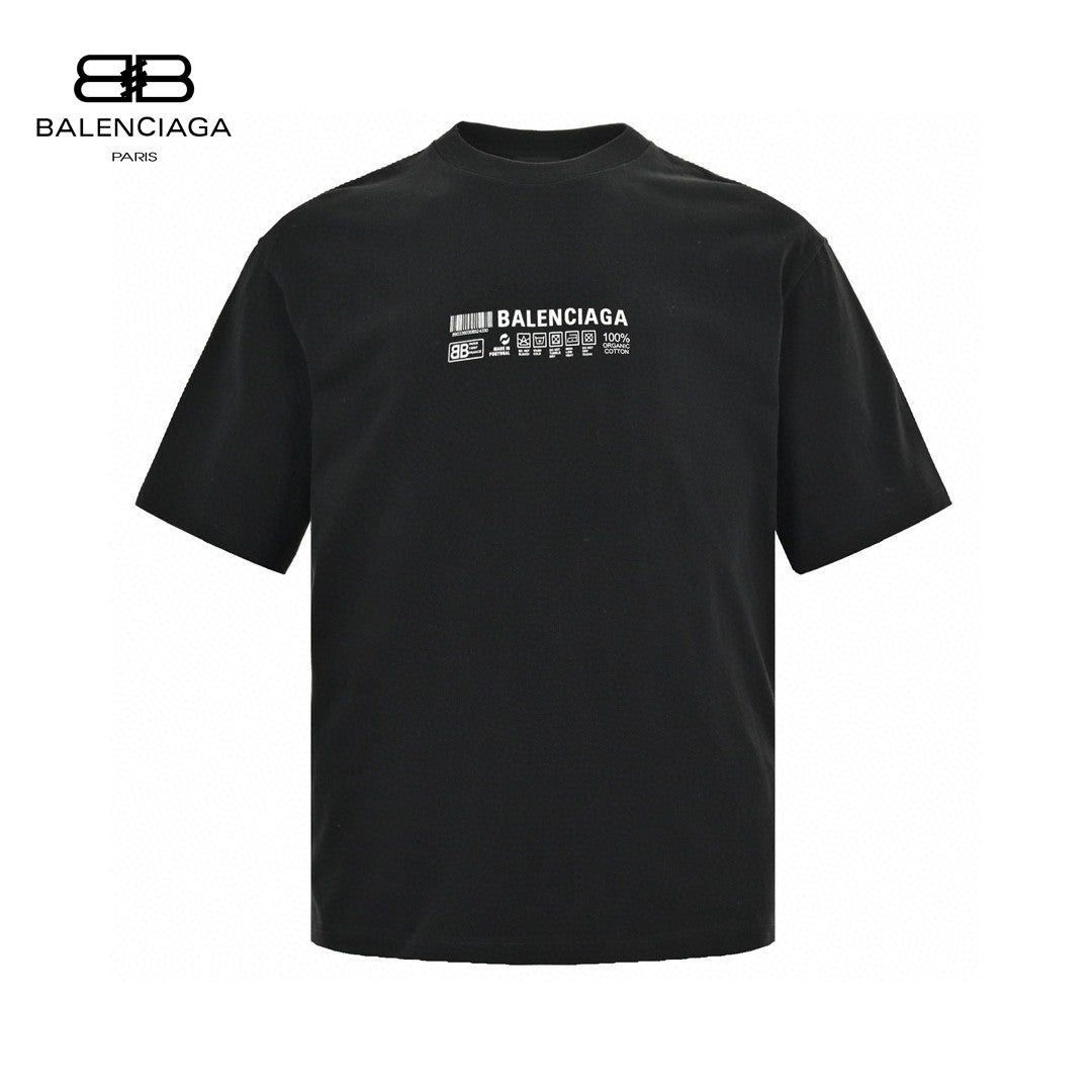 Balenciaga T-shirt - Barcode Graphic - Black Unisex Streetwear Limited Edition - <span>This Balenciaga t-shirt features a minimalist design with a barcode graphic and text on the
