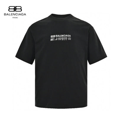 Balenciaga T-shirt - Barcode Graphic - Black Unisex Streetwear Limited Edition - <span>This Balenciaga t-shirt features a minimalist design with a barcode graphic and text on the