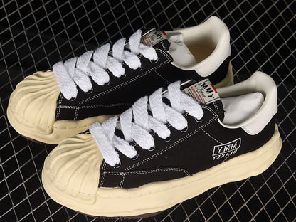 MAISON Mihara Yasuhiro Blakey Og Sole Leather Low Beige Sneakers - Black Unisex Streetwear Limited Edition