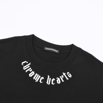 CHROME Hearts Logo Collar T-shirt - Black Unisex Streetwear Limited Edition