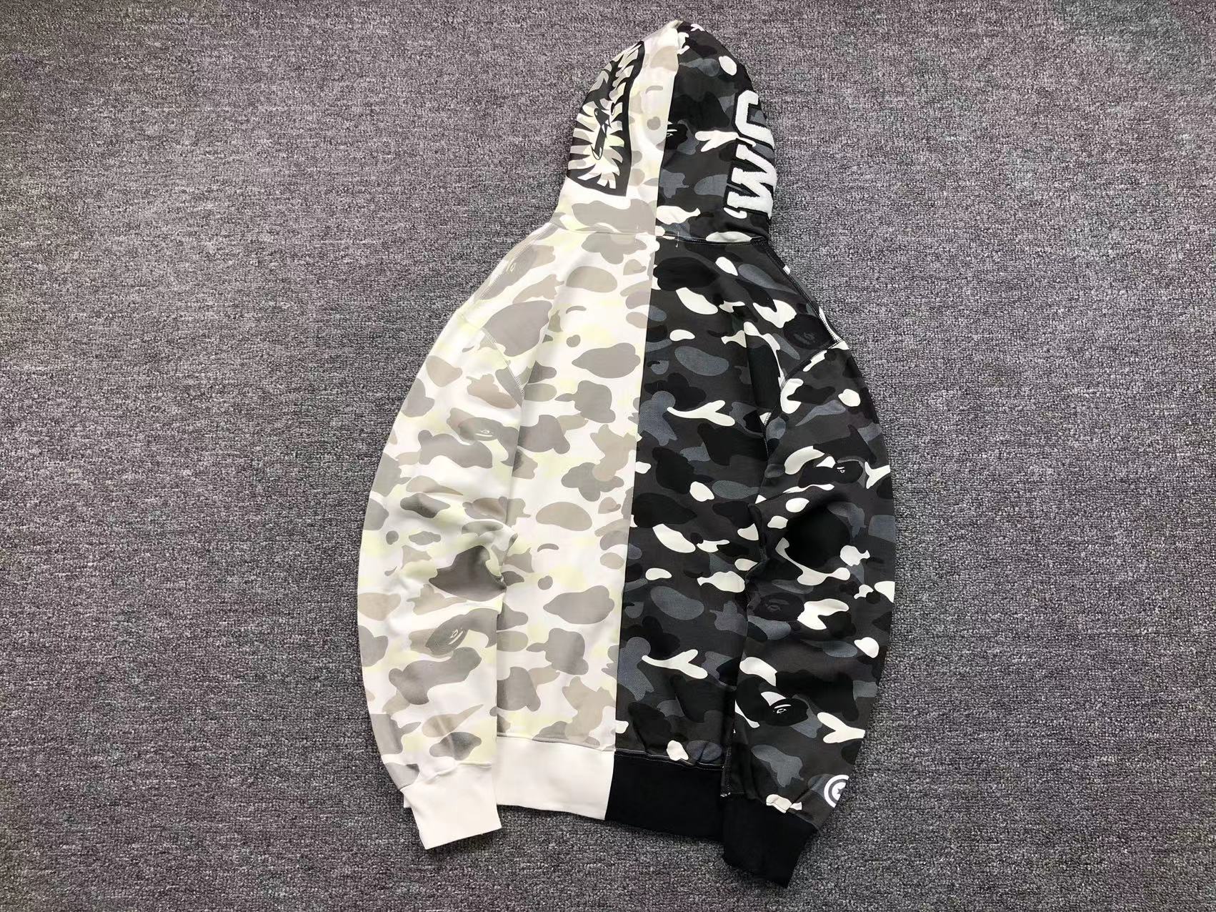 BAPE City Camo Half Shark Full Zip Hoodie White - - Black Unisex Streetwear Limited Edition