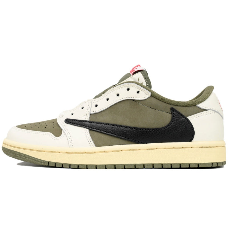 JORDAN 1 Low - Travis Scott Medium Olive Jogger Pants - Black Unisex Streetwear Limited Edition - Introducing the Air Jordan 1 in Olive Greenaa perfect blend of classic style and modern