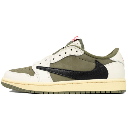 JORDAN 1 Low - Travis Scott Medium Olive Jogger Pants - Black Unisex Streetwear Limited Edition - Introducing the Air Jordan 1 in Olive Greenaa perfect blend of classic style and modern