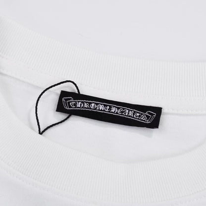 CHROME Hearts Golden Cross Logo T-shirt - White Unisex Streetwear Limited Edition