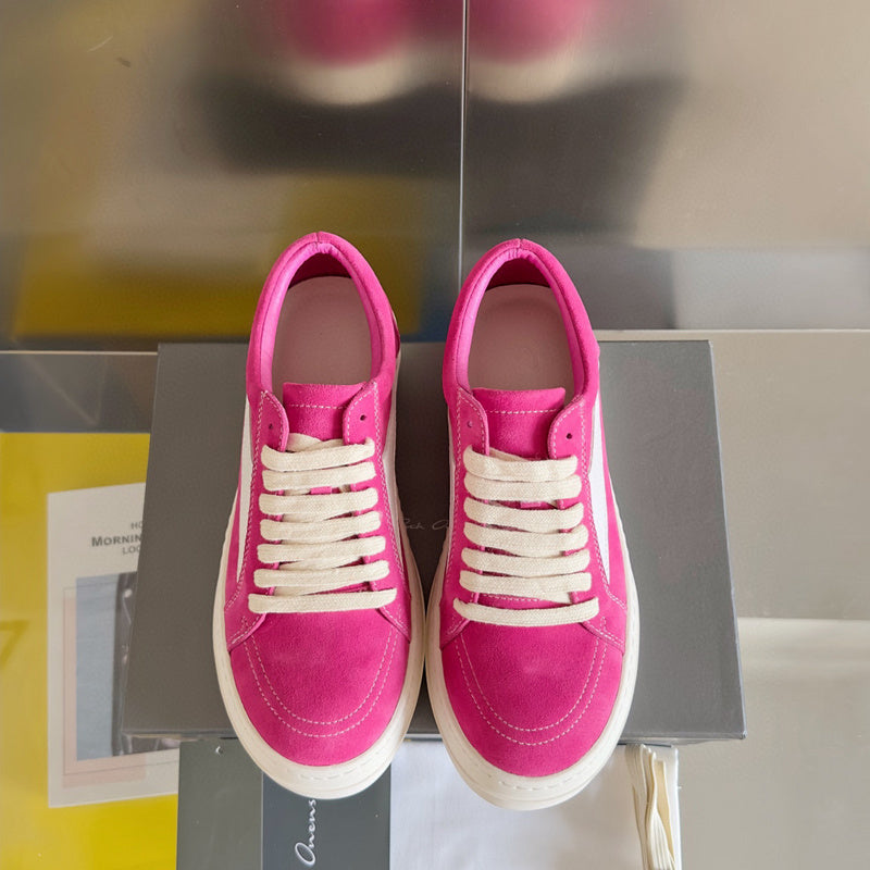 Rick Owens Suede Low-top Sneakers - Pink Unisex Streetwear Limited Edition - **Rick Owens Pink Suede Low-Top Sneakers: Bold Vibrancy and Superior Craftsmanship** Introducing the Rick Owens