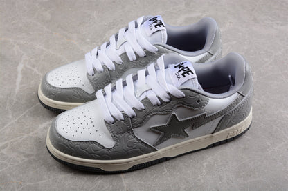 BAPE Sta Low-top Sneakers In And Gray - White Unisex Streetwear Limited Edition - **BAPE STA Low-Top Sneakers in White and Gray** Introducing the BAPE STA Low-Top Sneakers in