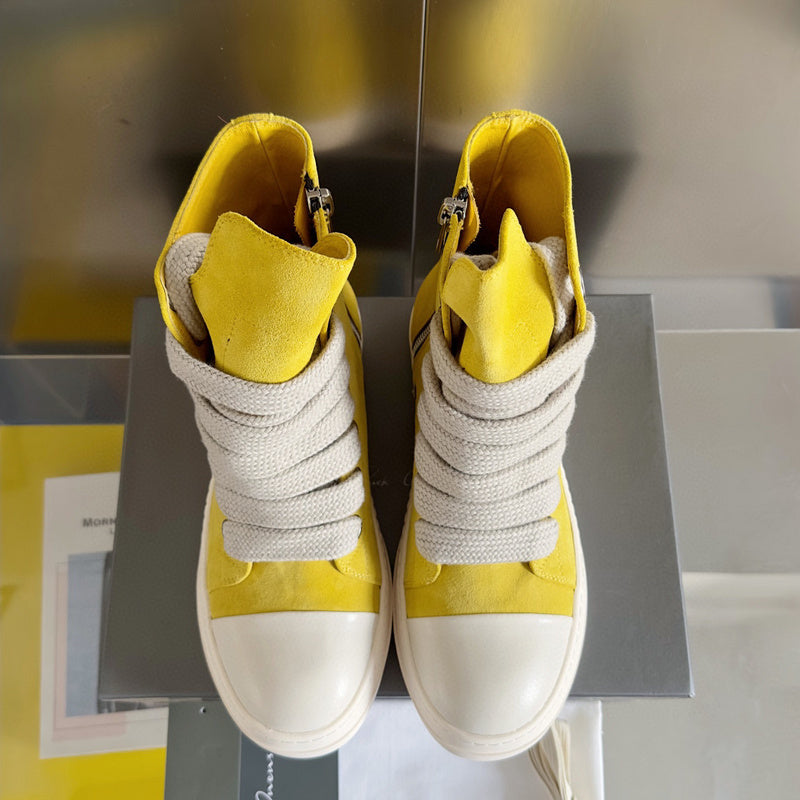 Rick Owens High-top Sneakers - Yellow Unisex Streetwear Limited Edition - **Rick Owens Yellow High-Top Sneakers: Vibrant Style Meets Premium Craftsmanship** Introducing the Rick Owens Yellow
