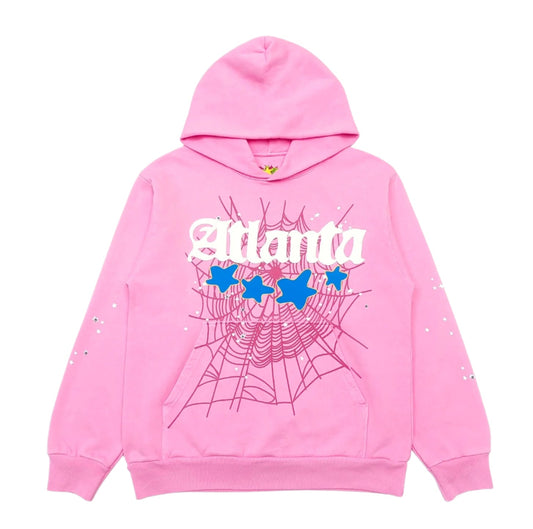 SP5DER Atlanta Hoodie - Pink Unisex Streetwear Limited Edition - The SP5DER ATLANTA HOODIE PINK - REPLICA brings bold streetwear vibes to life with its
