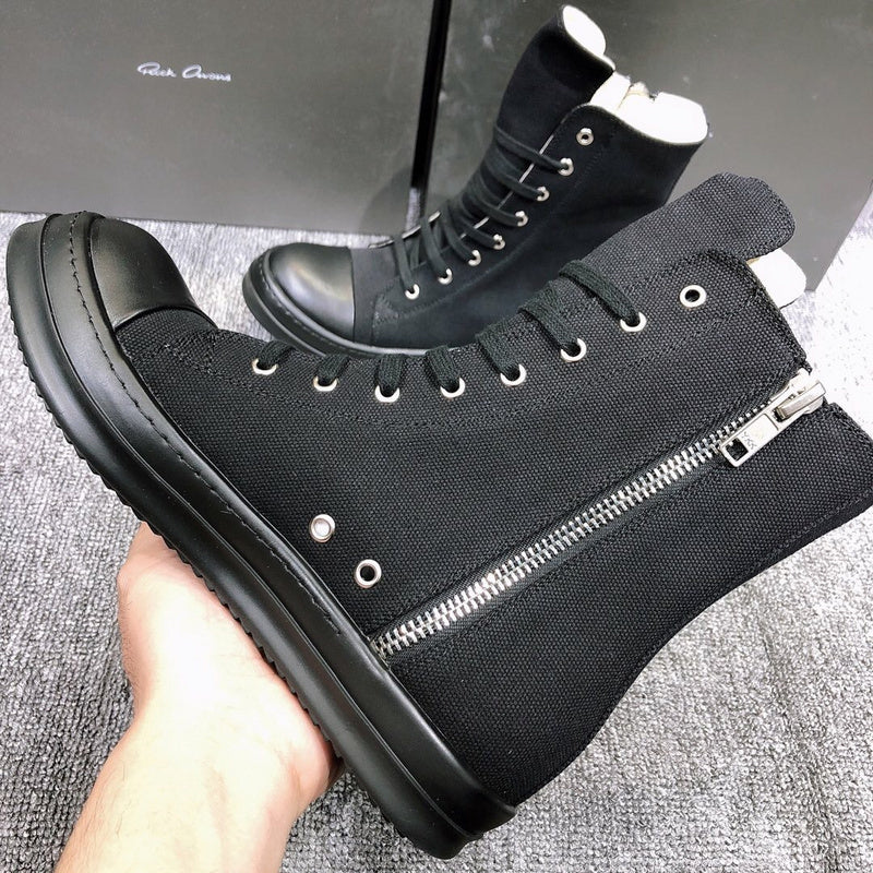High-Top Canvas Sneakers - Black Unisex Streetwear Limited Edition - **High-Top Black Canvas Sneakers** Elevate your casual footwear collection with these high-top black canvas sneakers.