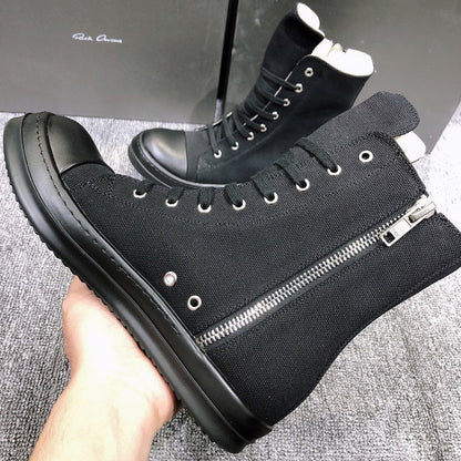 High-Top Canvas Sneakers - Black Unisex Streetwear Limited Edition - **High-Top Black Canvas Sneakers** Elevate your casual footwear collection with these high-top black canvas sneakers.